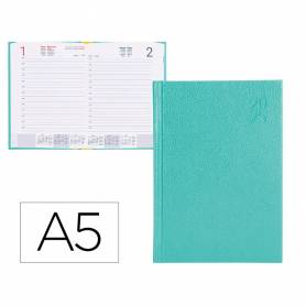 Agenda encuadernada liderpapel corfu a5 2025 dia pagina c olor verde menta papel 60 gr - 