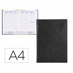 Agenda encuadernada liderpapel corfu a4 2025 semana vista negro papel 60 gr - 