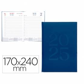 Agenda encuadernada liderpapel creta 170 x 240 2025 día página azul papel 70 gr - 