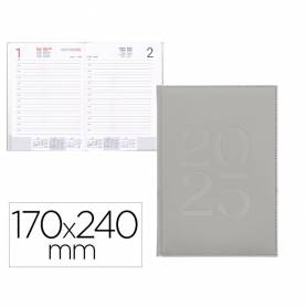 Agenda encuadernada liderpapel creta 170 x 240 2025 día página color gris papel 70 gr - 