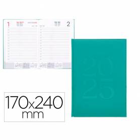 Agenda encuadernada liderpapel creta 170 x 240 2025 dia pagina color turquesa papel 70 gr - 