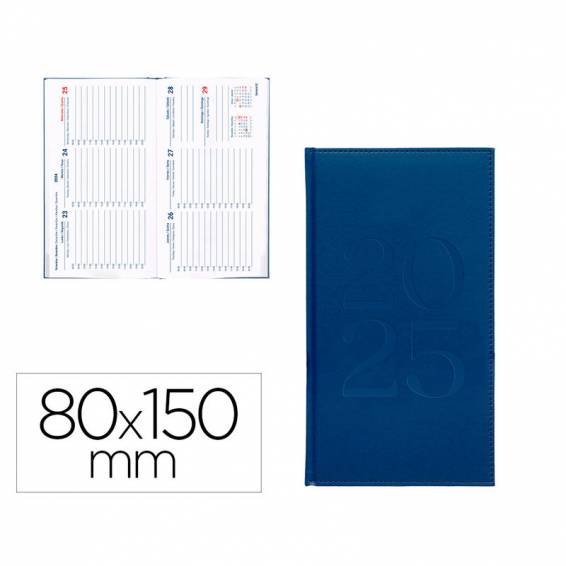 Agenda encuadernada liderpapel creta 80 x 150 2025 semana vista azul papel 70 gr - 