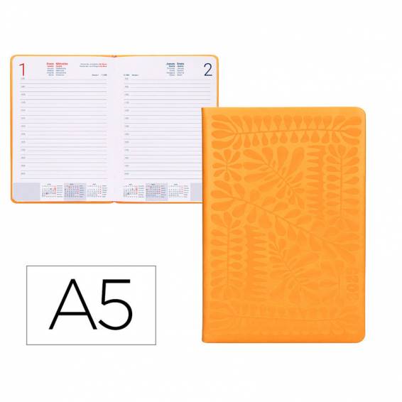 Agenda encuadernada liderpapel icaria a5 2025 día página color amarillo papel 70 gr - 