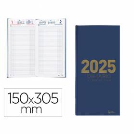 Agenda encuadernada liderpapel dietario 150 x 305 2025 día página color azul papel 70 gr - 