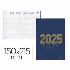 Agenda encuadernada liderpapel dietario 150 x 215 2025 día página color azul papel 70 gr - 