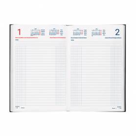 Agenda encuadernada liderpapel dietario 120 x 165 2025 día página color negro papel 70 gr - 