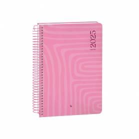 Agenda espiral liderpapel syro s a5 2025 día página color rosa papel 60 gr