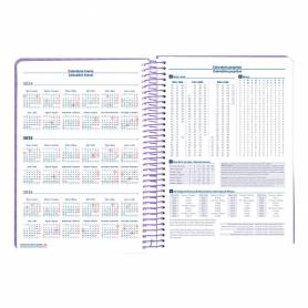 Agenda espiral liderpapel syro s a5 2025 día página color morado papel 60 gr