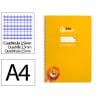 Cuaderno espiral liderpapel A4 pautaguia tapa dura 80h 90 gr cuadro pautado 2,5mm color amarillo - BF124