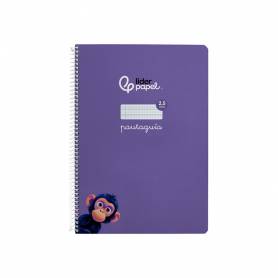 Cuaderno espiral liderpapel di n a4 pautaguia tapa dura 80h 90 gr cuadro pautado 2,5mm color lila - BF126