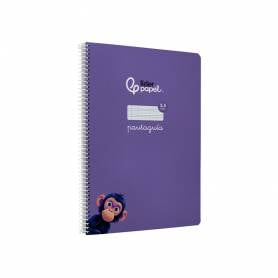 Cuaderno espiral liderpapel di n a4 pautaguia tapa dura 80h 90 gr cuadro pautado 2,5mm color lila - BF126