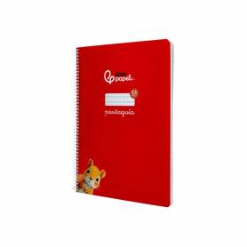 Cuaderno espiral liderpapel di n a4 pautaguia tapa dura 80h 90 gr cuadro pautado 2,5mm color rojo - BF128