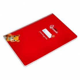 Cuaderno espiral liderpapel di n a4 pautaguia tapa dura 80h 90 gr cuadro pautado 2,5mm color rojo - BF128