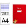 Cuaderno espiral liderpapel a4 pautaguia tapa dura 80h 90 gr cuadro pautado 3mm color rojo - BF134