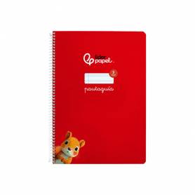 Cuaderno espiral liderpapel di n a4 pautaguia tapa dura 80h 90 gr cuadro pautado 3mm color rojo - BF134