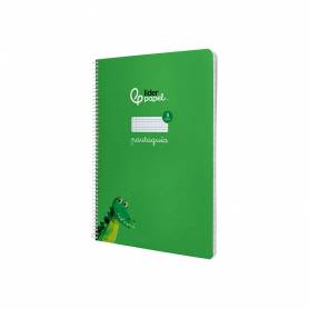 Cuaderno espiral liderpapel di n a4 pautaguia tapa dura 80h 90 gr cuadro pautado 3mm color verde - BF135