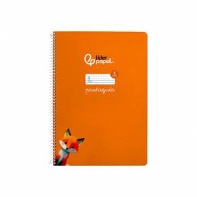 Cuaderno espiral liderpapel di n a4 pautaguia tapa dura 80h 90 gr cuadro pautado 5mm color naranja - BF145