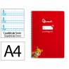 Cuaderno espiral liderpapel a4 pautaguia tapa dura 80h 90 gr cuadro pautado 5mm color rojo - BF146