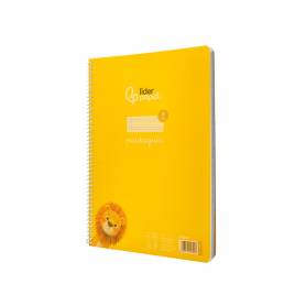 Cuaderno espiral liderpapel din a4 pautaguia tapa plastico80h 90gr cuadro pautado 3mm con margen color amarillo - BE39