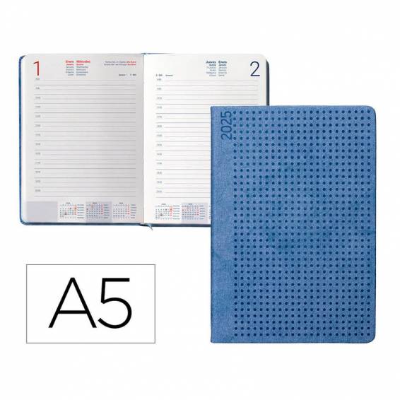 Agenda encuadernada liderpapel anafi a5 2025 día página color azul papel 70 gr - 