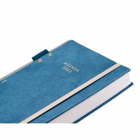 Agenda encuadernada liderpapel paxos a5 2025 día página color azul papel 70 gr - 