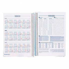 Agenda espiral liderpapel gazi a5 2025 día página color azul papel 70 gr