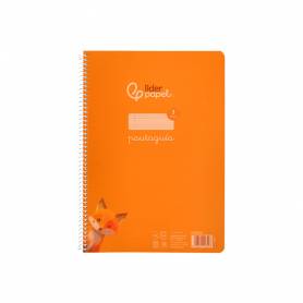 Cuaderno espiral liderpapel din a4 pautaguia tapa plastico80h 90gr cuadro pautado 3mm con margen color naranja - BE63