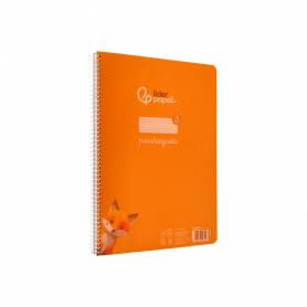 Cuaderno espiral liderpapel din a4 pautaguia tapa plastico80h 90gr cuadro pautado 3mm con margen color naranja - BE63