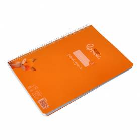 Cuaderno espiral liderpapel din a4 pautaguia tapa plastico80h 90gr cuadro pautado 3mm con margen color naranja - BE63