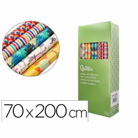 Papel de regalo liderpapel todo año rollo ancho 70 cm longitud 2 mt gramaje 60 gr diseños surtidos b-2024 - PR13