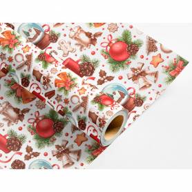 Papel de regalo liderpapel navidad rollo ancho 70 cm longitud 2 mt gramaje 60 gr diseños surtidos b-2024 - PR16