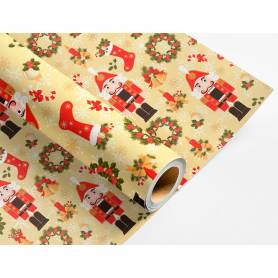 Papel de regalo liderpapel navidad rollo ancho 70 cm longitud 2 mt gramaje 60 gr diseños surtidos b-2024 - PR16