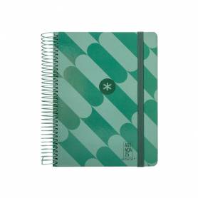 Agenda espiral antartik pattern a5+ 2025 dia pagina color verde papel 80 gr - 