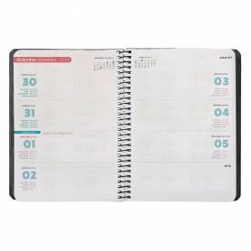 Agenda espiral antartik pattern a6+ 2025 semana vista color negro papel 80 gr - 