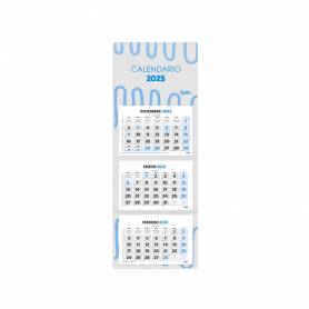 Calendario pared liderpapel 3 meses vistas 2025 plegable 33x70 cm papel 90 gr - 