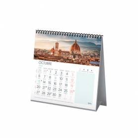 Calendario espiral triangular liderpapel de sobremesa imagenes 2025 19x19 cm papel 128 gr con pegatinas - 