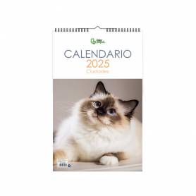 Calendario espiral pared liderpapel imagenes gatos 2025 para escribir 25x40 cm papel 157 gr - 