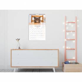 Calendario espiral pared liderpapel imagenes gatos 2025 para escribir 25x40 cm papel 157 gr - 