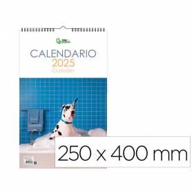 Calendario espiral pared liderpapel imagenes perros 2025 para escribir 25x40 cm papel 157 gr - 