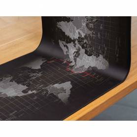 Alfombrilla para raton q-connect xxl negra con diseño mapa del mundo 900x400 mm - KF14444