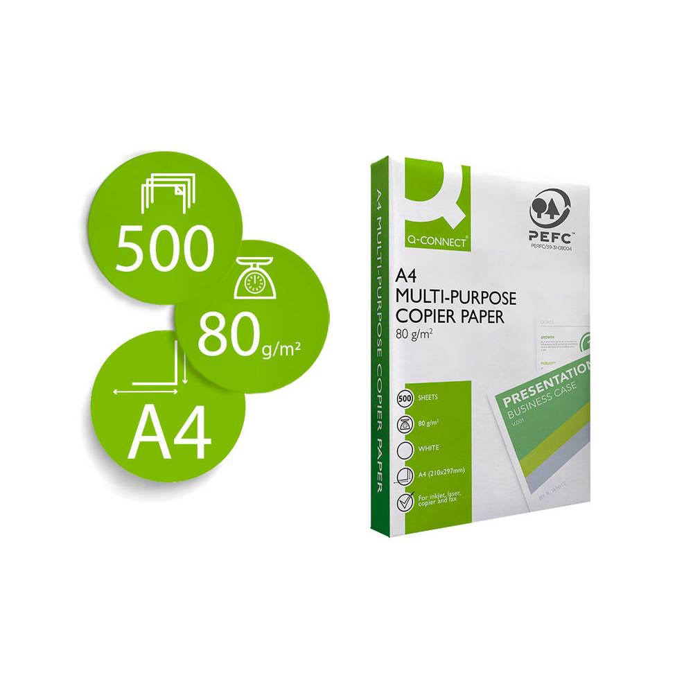 Papel fotocopiadora q-connect economy din a4 80 gramos paquete de 500 hojas - KF01087