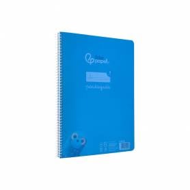 Cuaderno espiral liderpapel din a4 pautaguia tapa plastico80h 90gr cuadro pautado 4mm con margen color azul - BE36