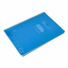 Cuaderno espiral liderpapel din a4 pautaguia tapa plastico80h 90gr cuadro pautado 4mm con margen color azul - BE36