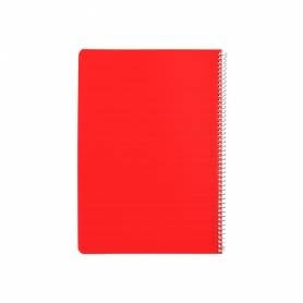 Cuaderno espiral liderpapel din a4 pautaguia tapa plastico80h 90gr cuadro pautado 4mm con margen color rojo - BE33