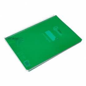 Cuaderno espiral liderpapel din a4 pautaguia tapa plastico80h 90gr cuadro pautado 4mm con margen color verde - BE37