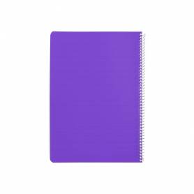 Cuaderno espiral liderpapel din a4 pautaguia tapa plastico80h 90gr cuadro pautado 4mm con margen color lila - BE38