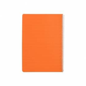 Cuaderno espiral liderpapel din a4 pautaguia tapa plastico80h 90gr cuadro pautado 4mm con margen color naranja - BE64