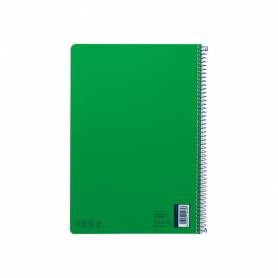 Cuaderno espiral liderpapel din a4 smart tapa blanda 80h 75gr cuadro 4mm con margen color verde - BF99