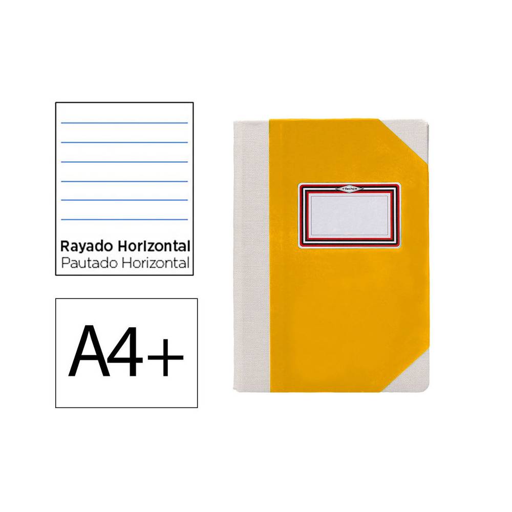 Libro cartone cosido fernandes flecha din a4+ rayado horizontal 50 hojas 100 gr amarillo - 102821099