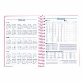 Agenda espiral liderpapel syros a5 2025 dia pagina color rosa papel 60 gr